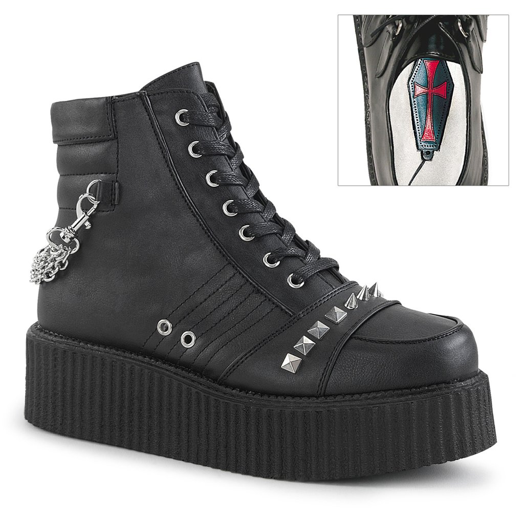 Creepers Demonia V Creeper 565 Vegan Cuir Homme - Noir 87490-BTIO